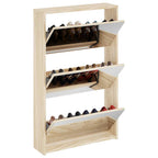 vidaXL Schuhschrank mit 3 Fächern Spiegel Eiche-Optik 63x17x102,5 cm