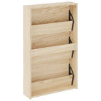 vidaXL Schuhschrank mit 3 Fächern Spiegel Eiche-Optik 63x17x102,5 cm