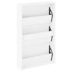 vidaXL Schuhschrank mit 3 Fächern Spiegel Weiß 63x17x102,5 cm