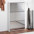 vidaXL Schuhschrank mit 3 Fächern Spiegel Weiß 63x17x102,5 cm