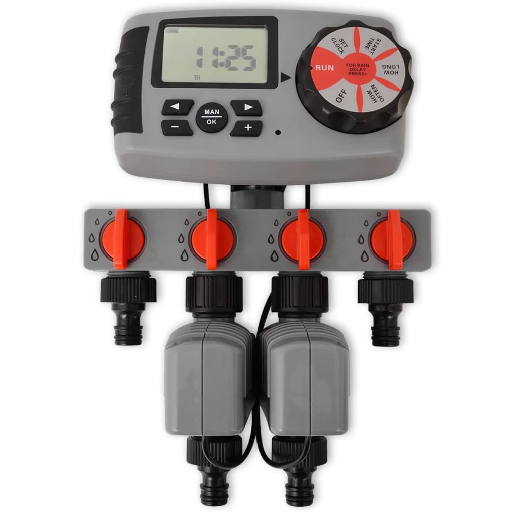 vidaXL Automatischer Bewässerungs-Timer mit 4 Stationen 3 V
