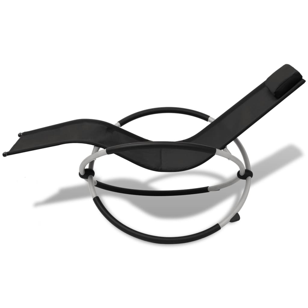 vidaXL Sonnenliege Geometrisch Outdoor Stahl Schwarz und Grau