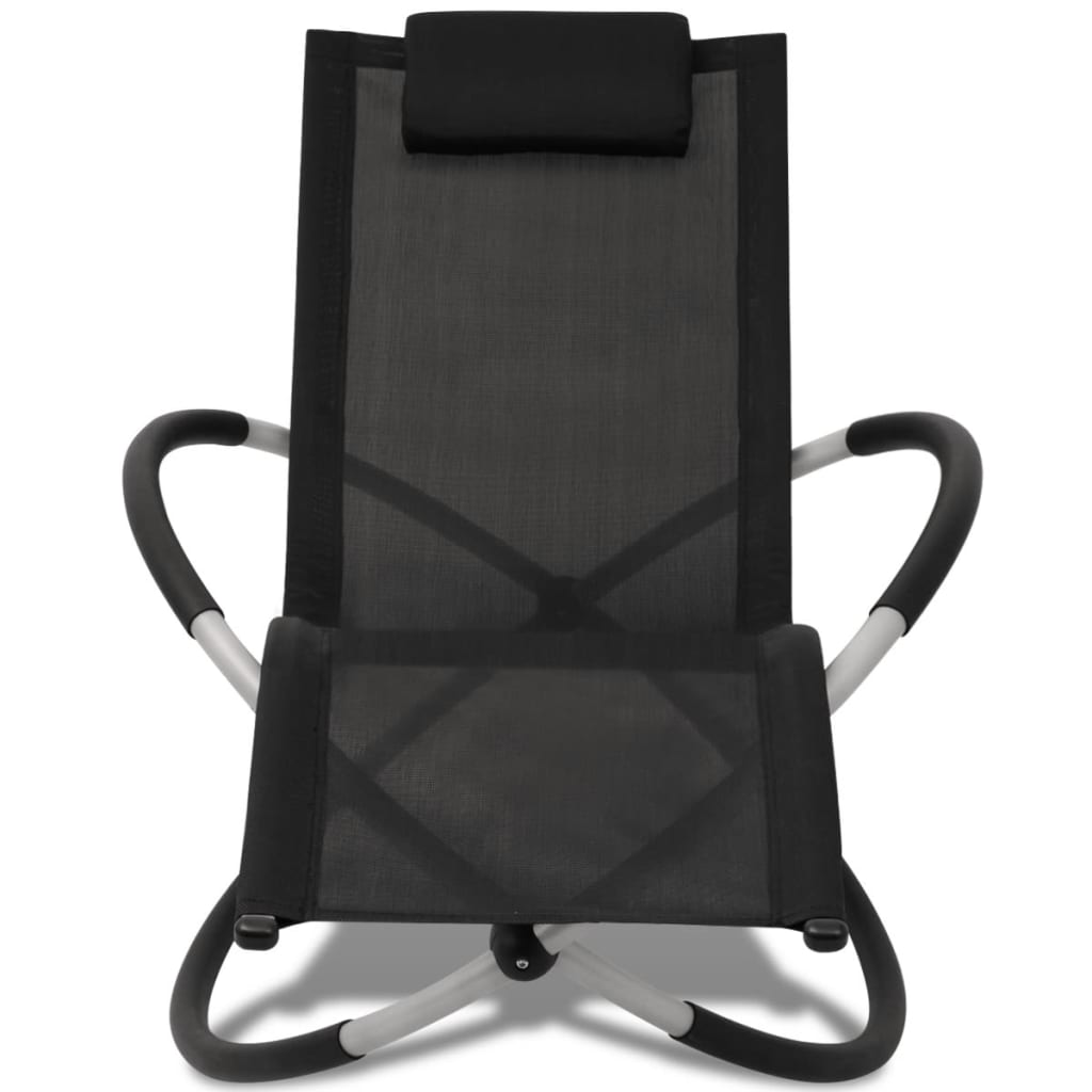 vidaXL Sonnenliege Geometrisch Outdoor Stahl Schwarz und Grau