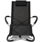 vidaXL Sonnenliege Geometrisch Outdoor Stahl Schwarz und Grau