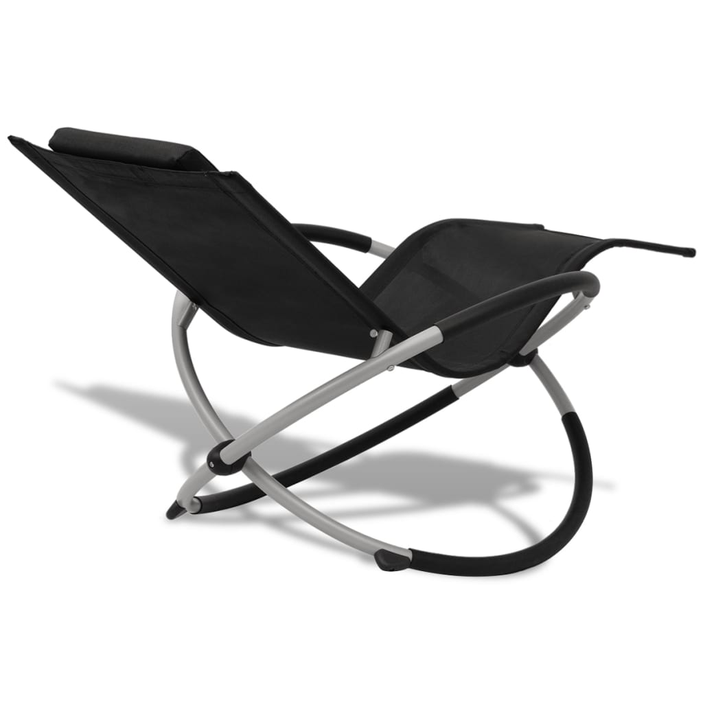 vidaXL Sonnenliege Geometrisch Outdoor Stahl Schwarz und Grau