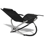 vidaXL Sonnenliege Geometrisch Outdoor Stahl Schwarz und Grau