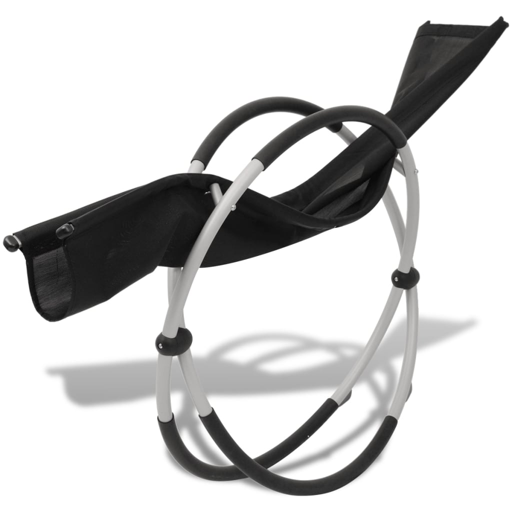 vidaXL Sonnenliege Geometrisch Outdoor Stahl Schwarz und Grau
