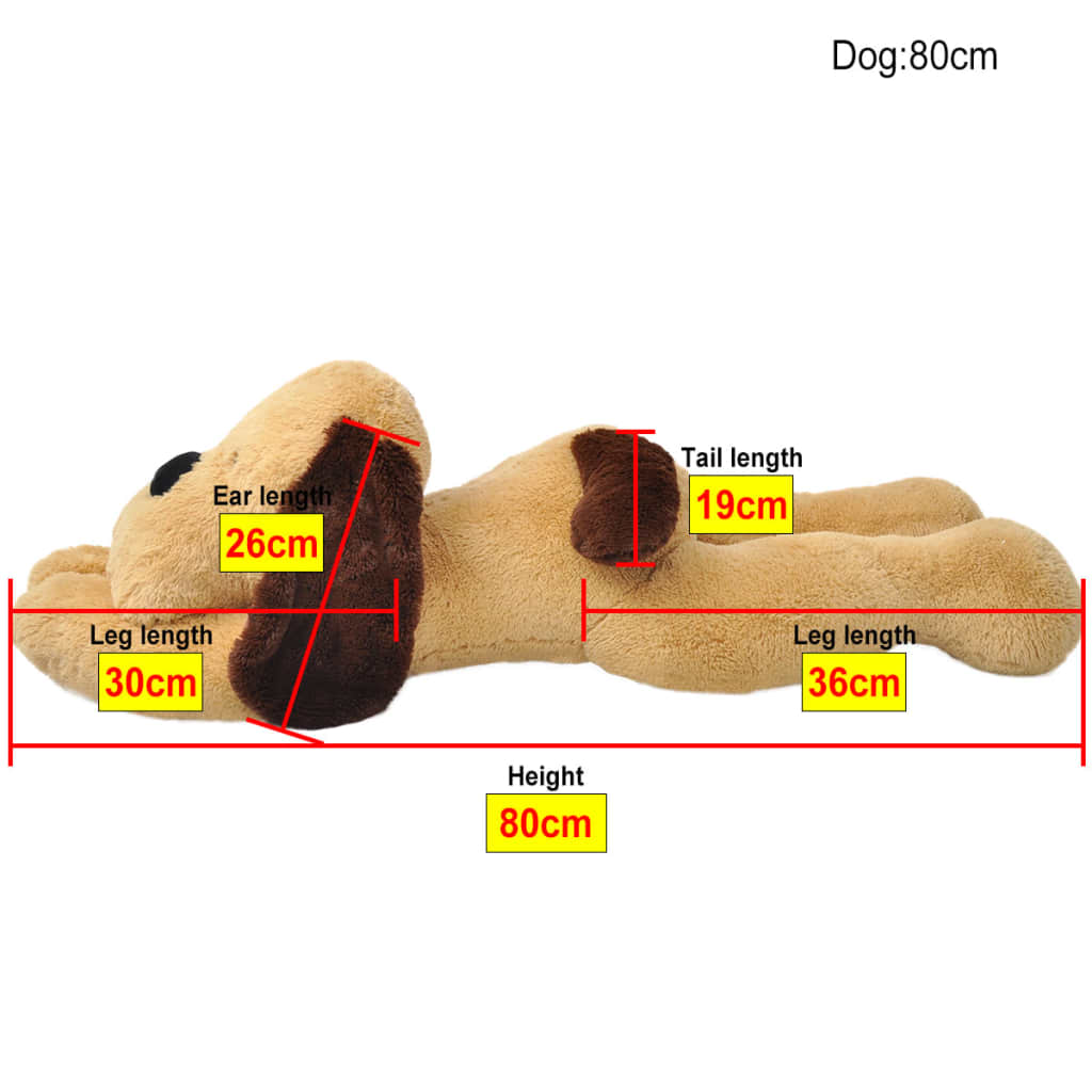 vidaXL Hund Kuscheltier Plüsch Braun 80 cm