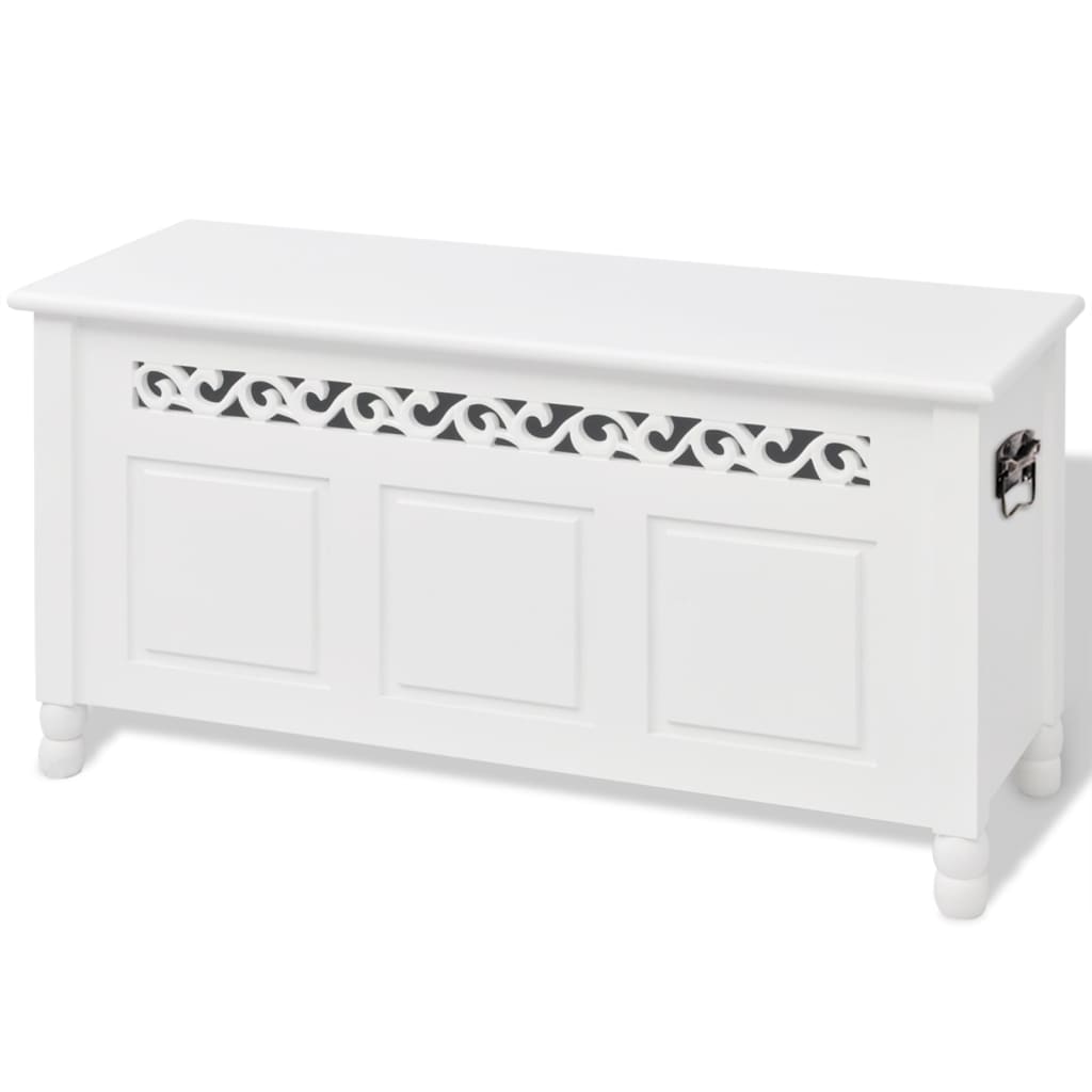 vidaXL Aufbewahrungsbank Barockstil MDF Weiß