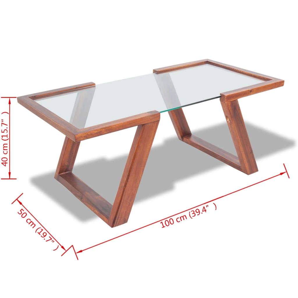 vidaXL Couchtisch Massivholz Akazie Braun 100x50x40 cm