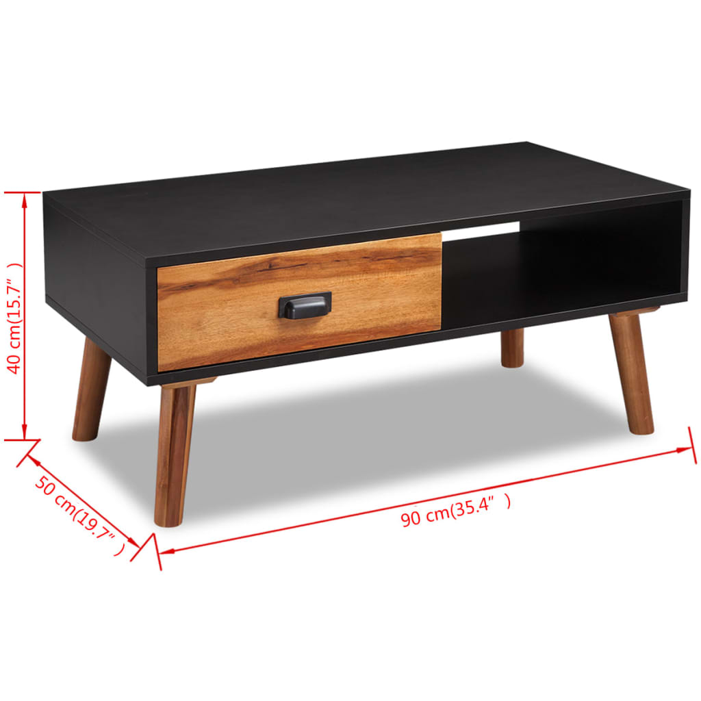 vidaXL Couchtisch Akazienholz Massiv 90 x 50 x 40 cm