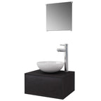 vidaXL 4-tlg. Badmöbel-Set mit Waschbecken und Wasserhahn Schwarz