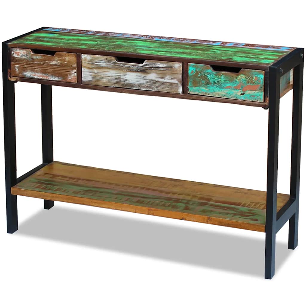 vidaXL Sideboard mit 3 Schubladen Altholz Massiv