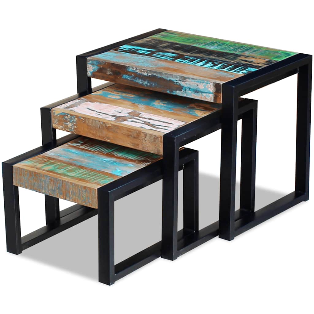 vidaXL 3-tlg. Satztisch-Set Altholz