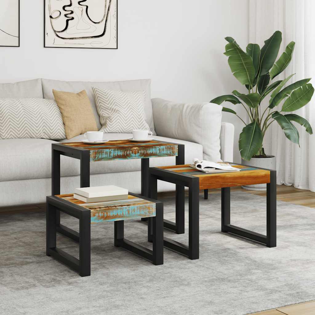 vidaXL 3-tlg. Satztisch-Set Altholz