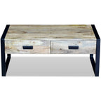 vidaXL Couchtisch mit 2 Schubladen Massivholz Mango 100x60x40 cm
