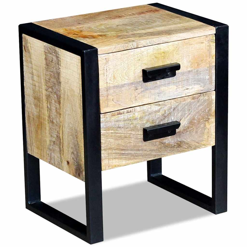 vidaXL Beistelltisch mit 2 Schubladen Mango Holz 43x33x51 cm