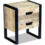vidaXL Beistelltisch mit 2 Schubladen Mango Holz 43x33x51 cm