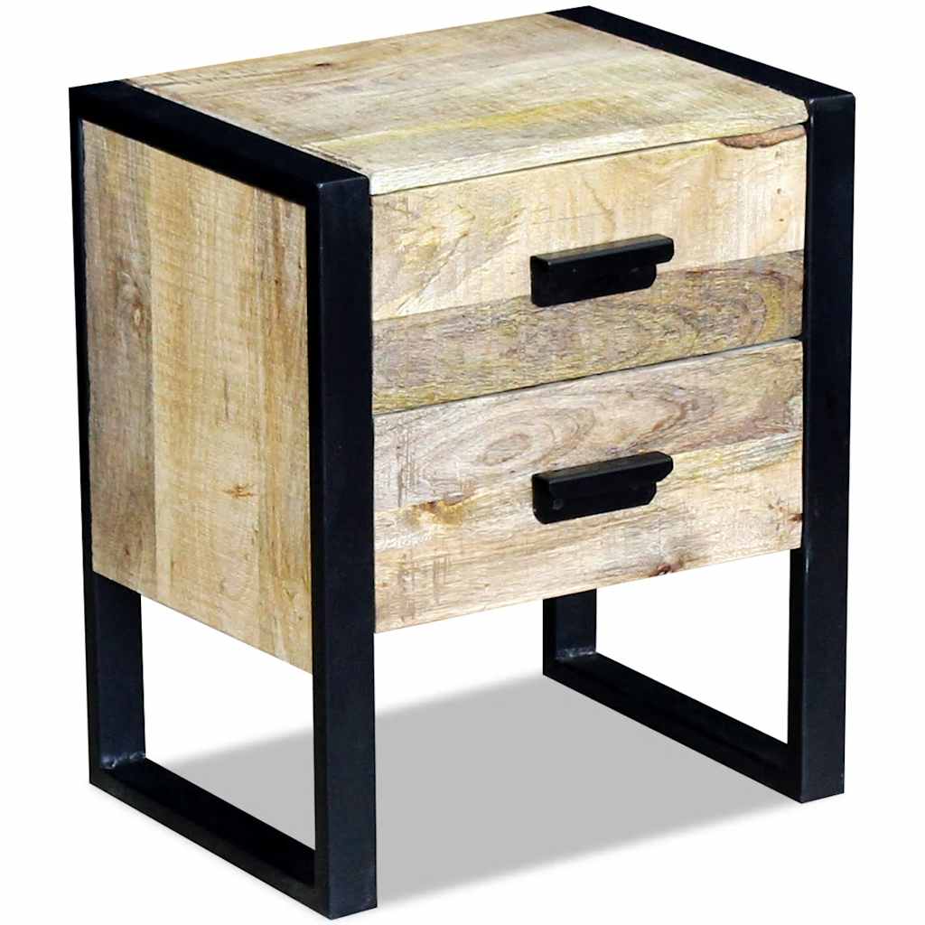 vidaXL Beistelltisch mit 2 Schubladen Mango Holz 43x33x51 cm