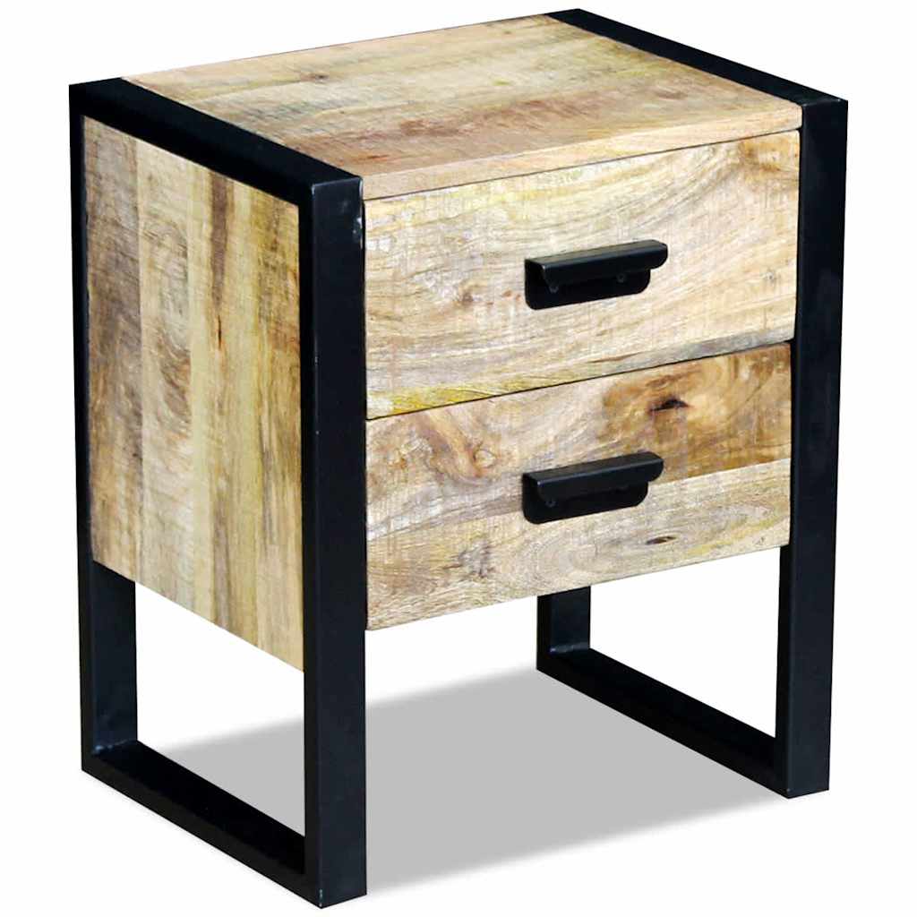 vidaXL Beistelltisch mit 2 Schubladen Mango Holz 43x33x51 cm
