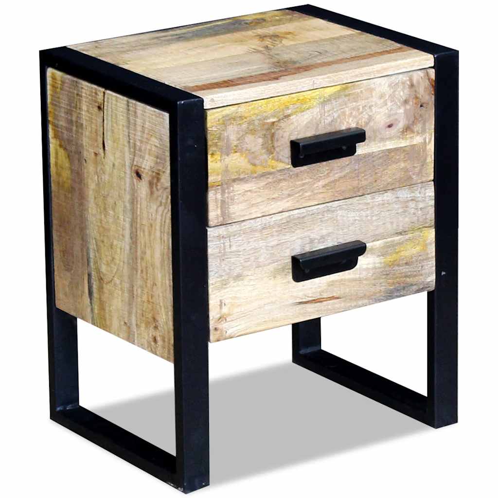 vidaXL Beistelltisch mit 2 Schubladen Mango Holz 43x33x51 cm