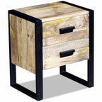 vidaXL Beistelltisch mit 2 Schubladen Mango Holz 43x33x51 cm