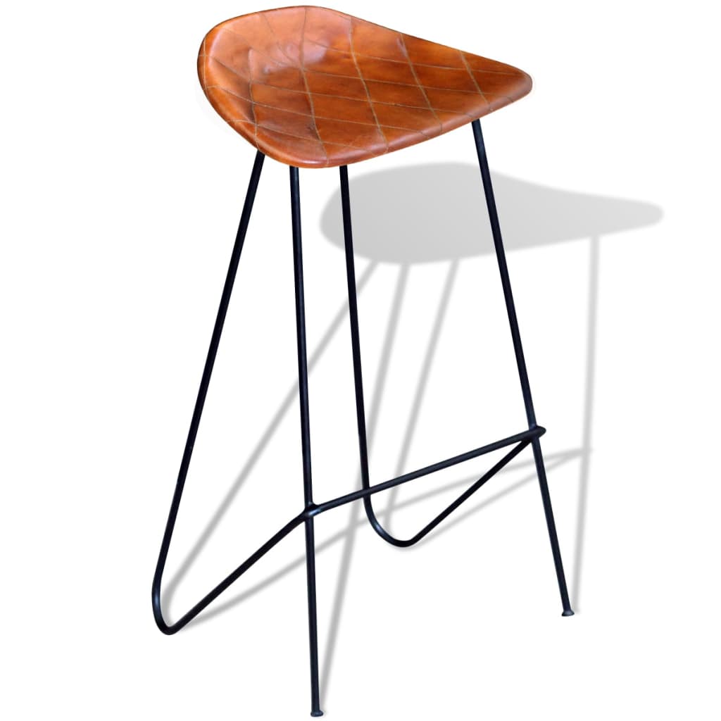 vidaXL Barhocker 2 Stk. Schwarz und Braun Echtleder