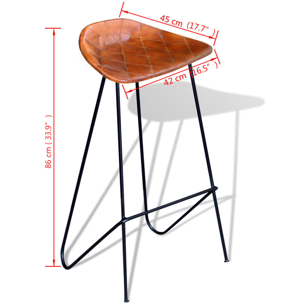 vidaXL Barhocker 2 Stk. Schwarz und Braun Echtleder