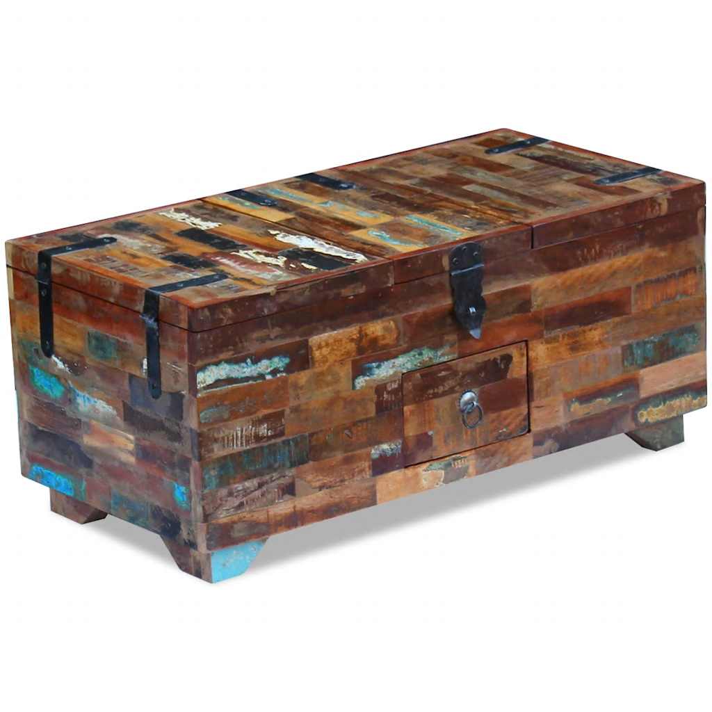 vidaXL Couchtisch Truhe Altholz Massiv 80x40x35 cm