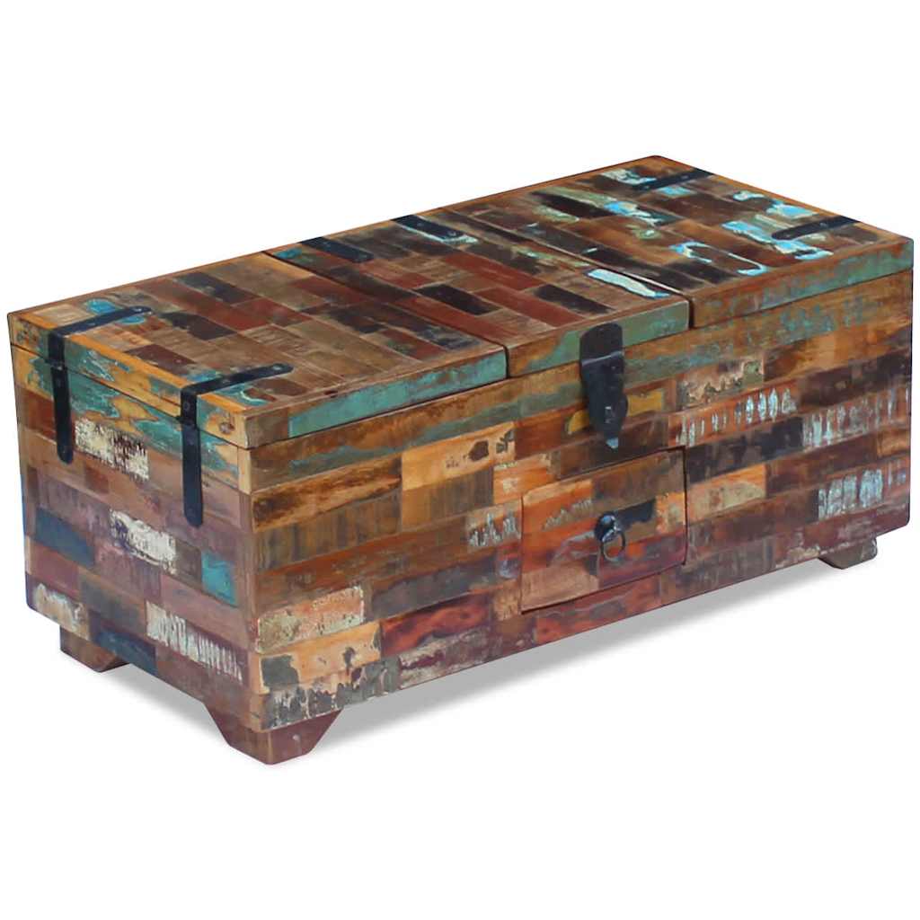 vidaXL Couchtisch Truhe Altholz Massiv 80x40x35 cm