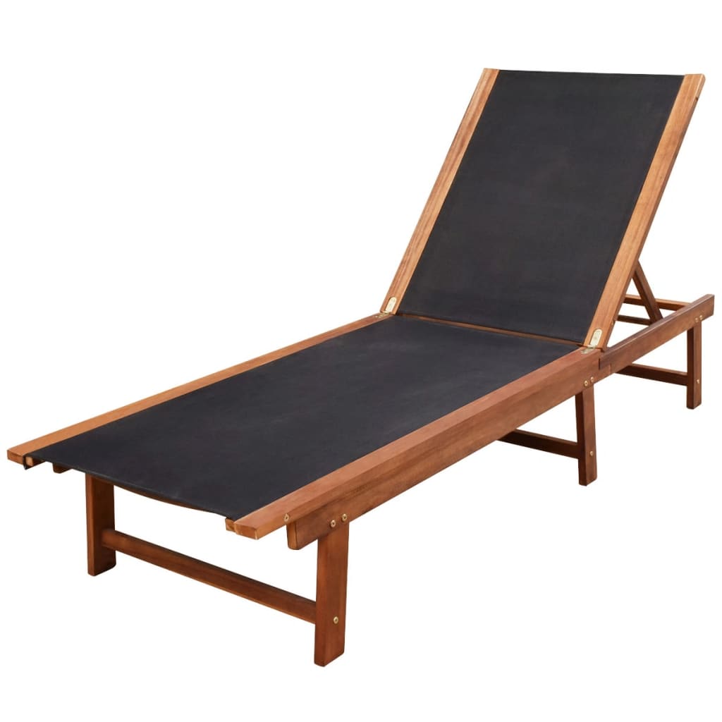 vidaXL Sonnenliegen 2 Stk. mit Tisch Akazie Massivholz und Textilene