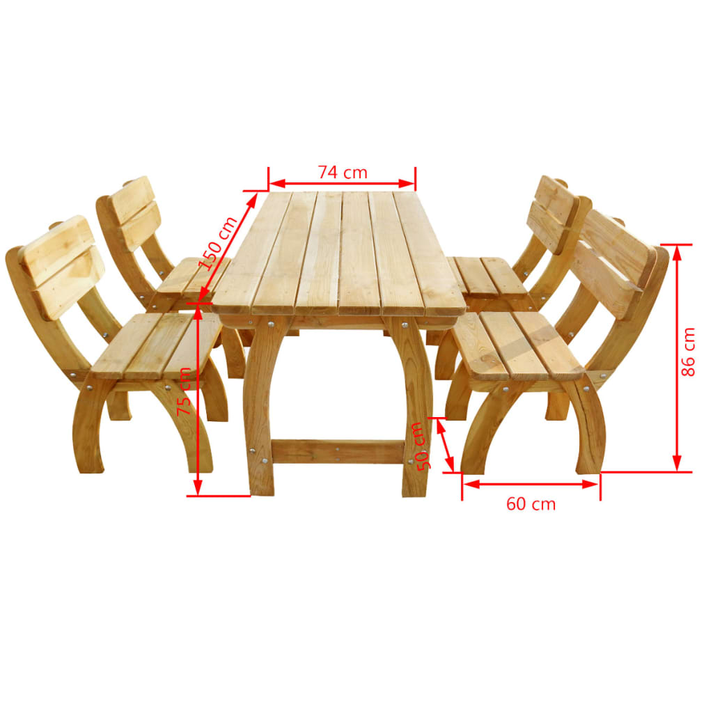 vidaXL 5-tlg. Garten-Essgruppe Imprägniertes Kiefernholz
