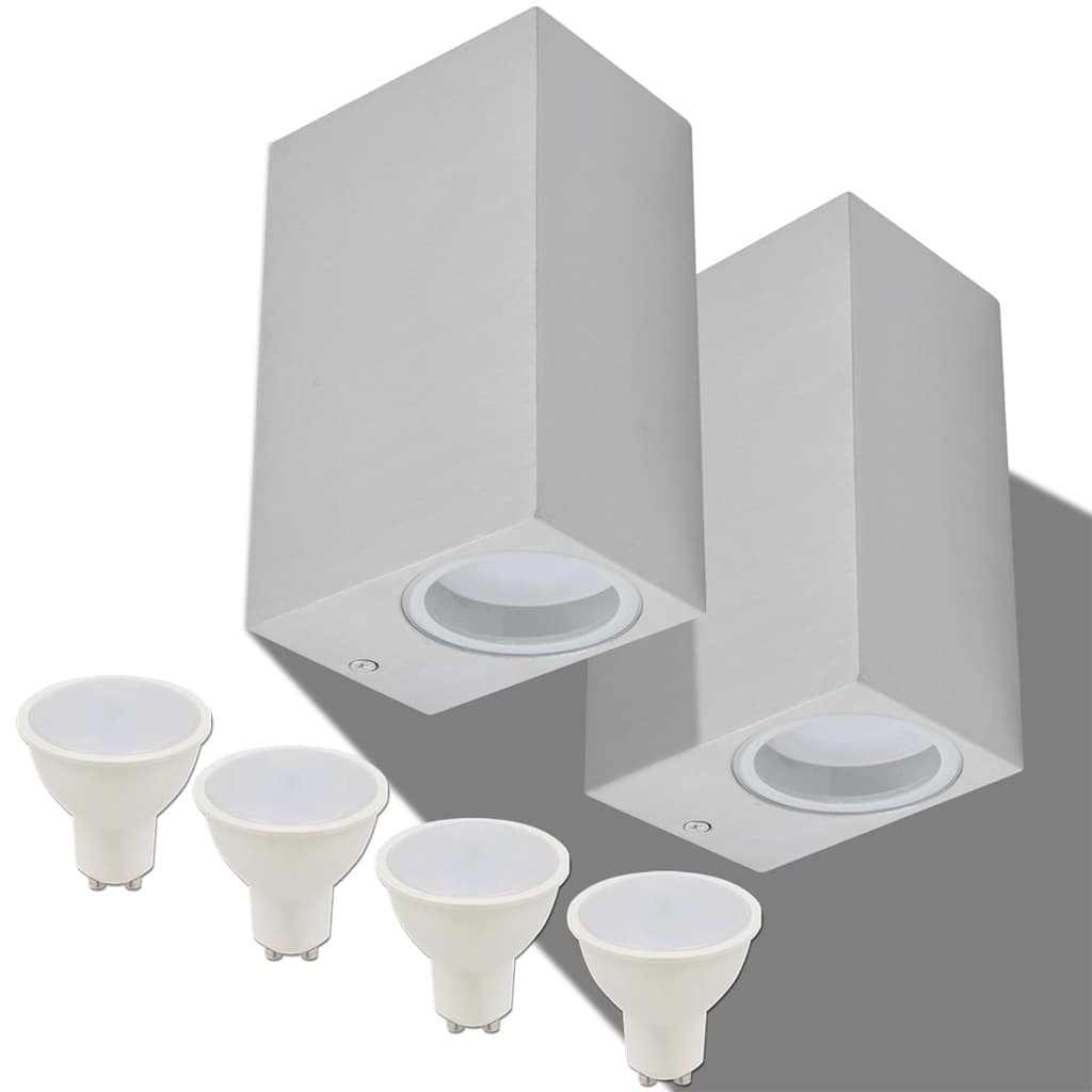 vidaXL LED-Außenwandleuchten 2 Stk. Quadratisch Auf-/Abwärts