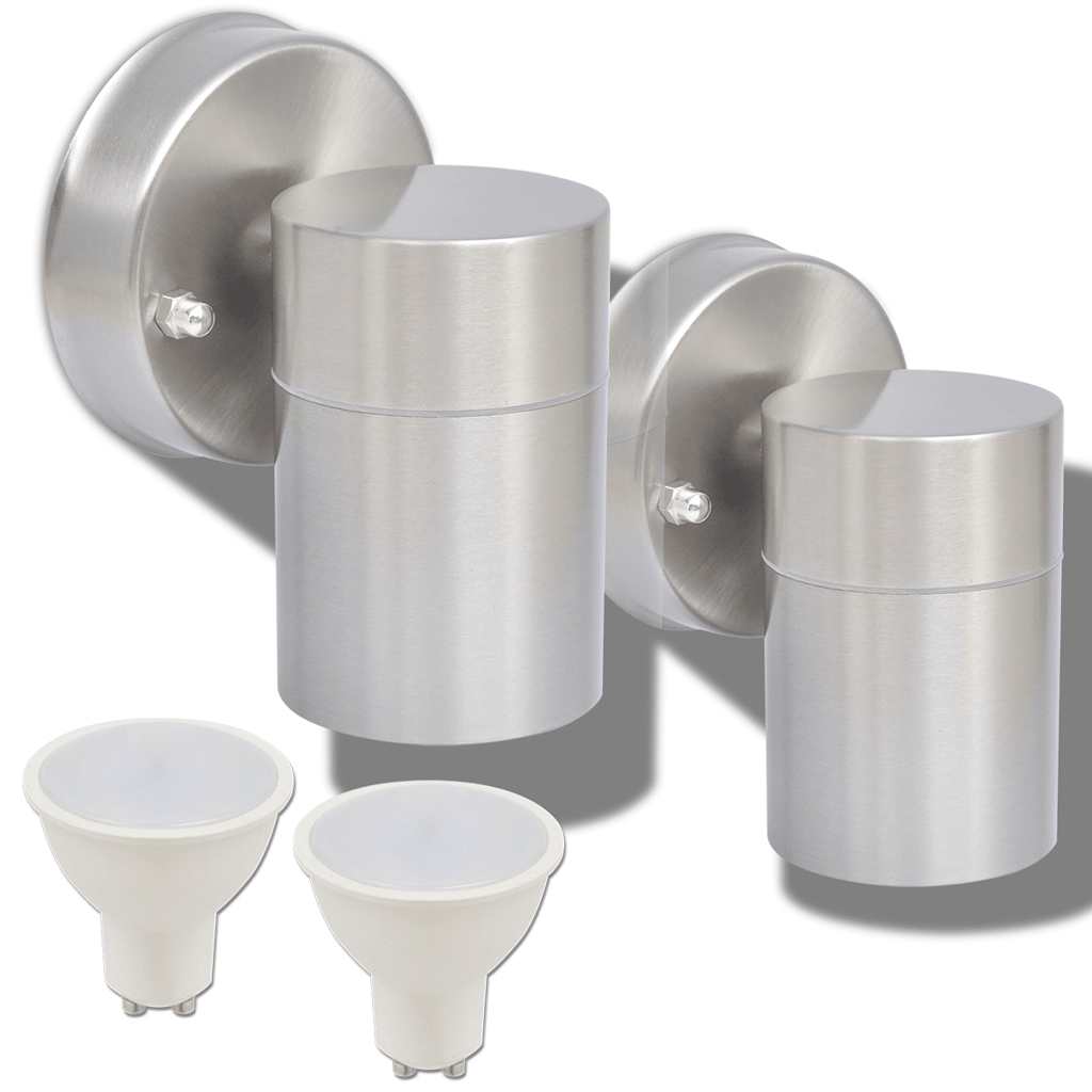 vidaXL Outdoor LED-Wandleuchten 2 Stk. Edelstahl Abwärtsstrahlend