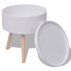 vidaXL Beistelltisch mit Serviertablett rund 39,5x44,5 cm weiß