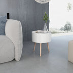 vidaXL Beistelltisch mit Serviertablett rund 39,5x44,5 cm weiß