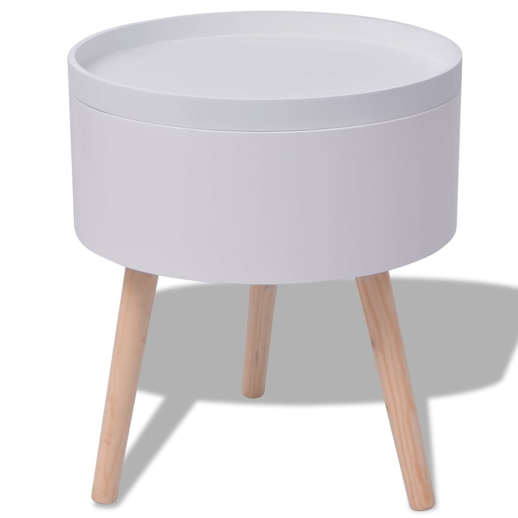 vidaXL Beistelltisch mit Serviertablett rund 39,5x44,5 cm weiß