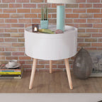 vidaXL Beistelltisch mit Serviertablett rund 39,5x44,5 cm weiß