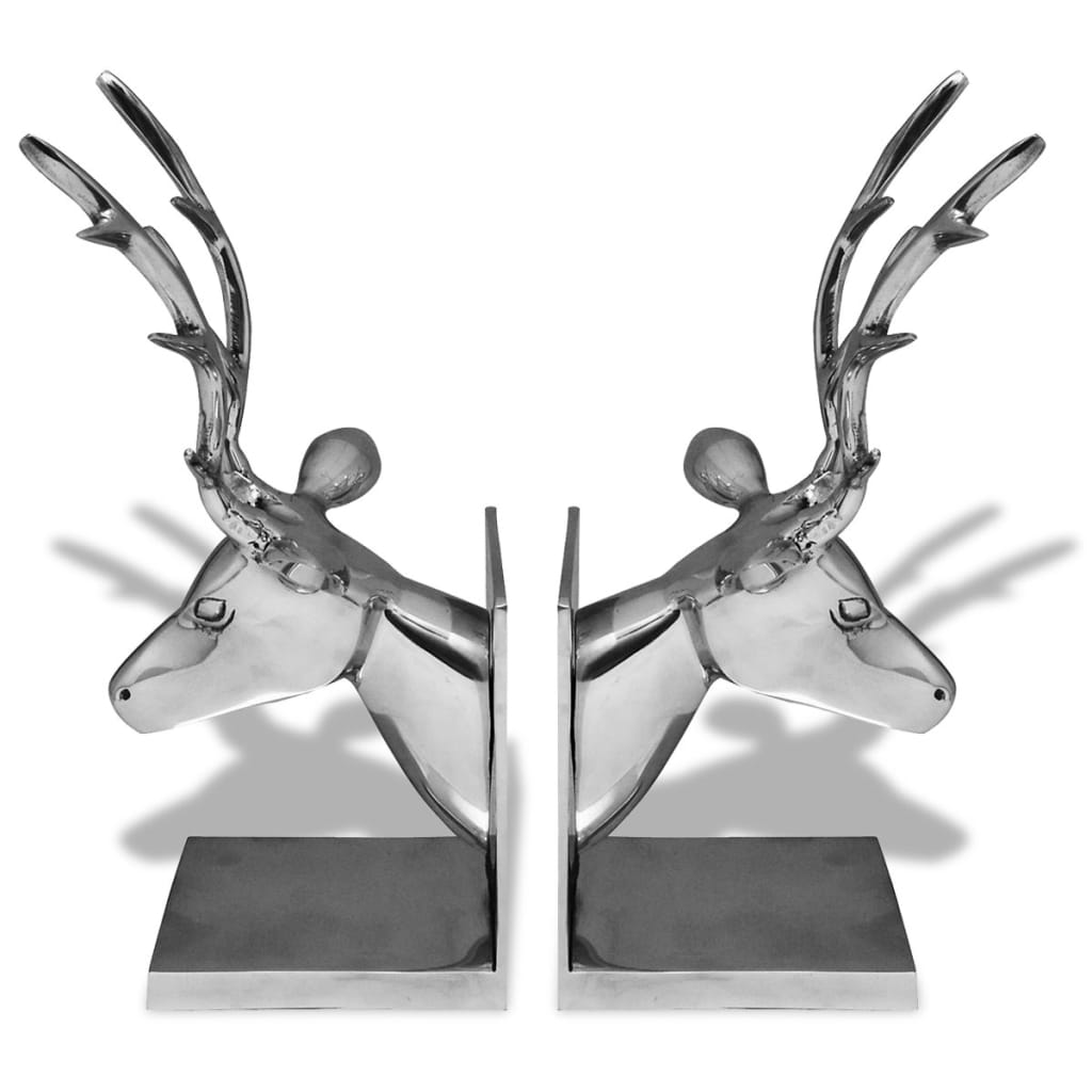 vidaXL Buchstützen Hirsch 2 Stk. Aluminium Silbern