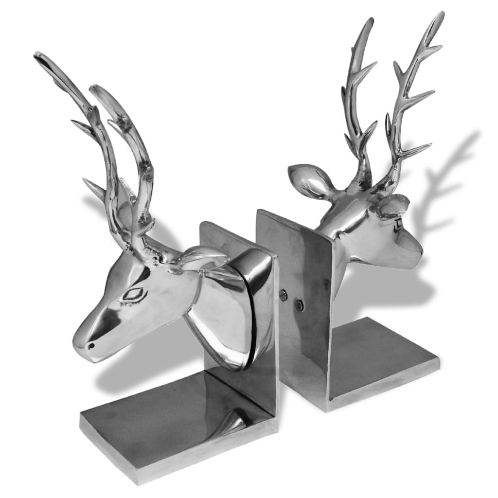 vidaXL Buchstützen Hirsch 2 Stk. Aluminium Silbern