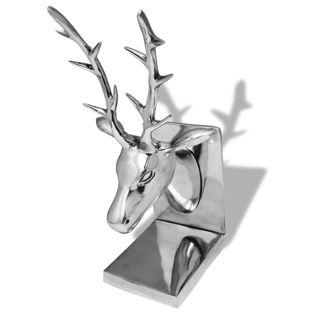 vidaXL Buchstützen Hirsch 2 Stk. Aluminium Silbern