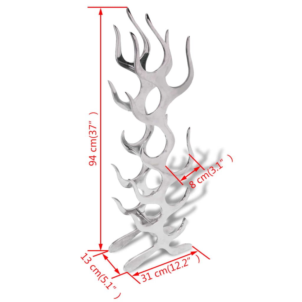 vidaXL Weinregal Flammenform Aluminium Silber 9 Flaschen