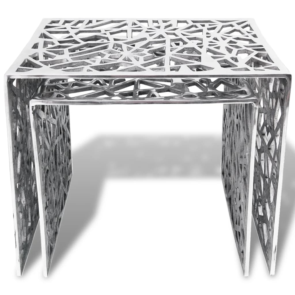 vidaXL Beistelltische 2 Stk. Quadratisch Silbern Aluminium