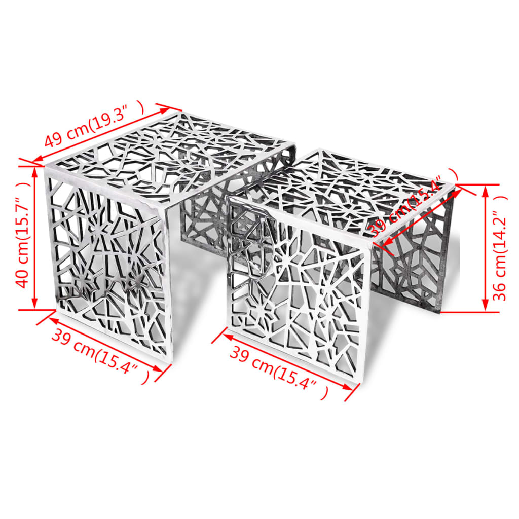 vidaXL Beistelltische 2 Stk. Quadratisch Silbern Aluminium