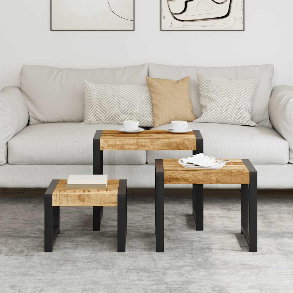 vidaXL Satztische 3 Stk. Massivholz Mango