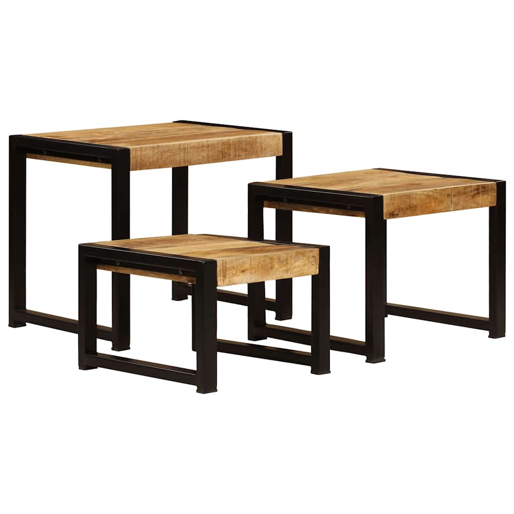 vidaXL Satztische 3 Stk. Massivholz Mango