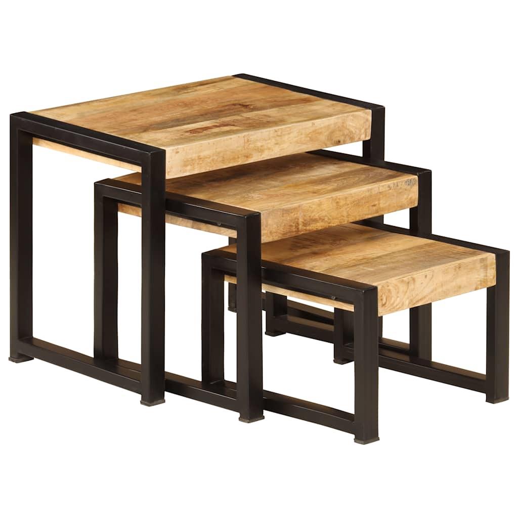 vidaXL Satztische 3 Stk. Massivholz Mango