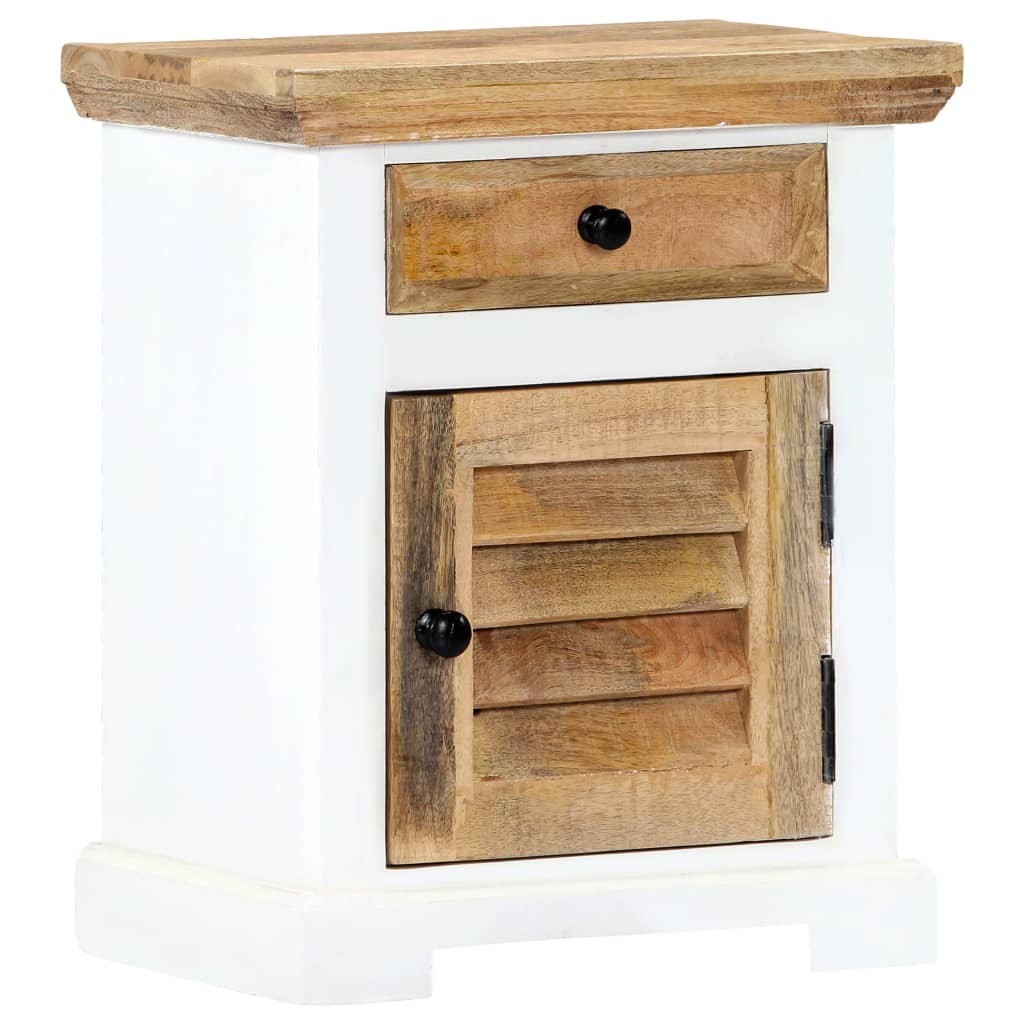 vidaXL Nachttisch Weiß und Braun 40x30x50 cm Massivholz Mango
