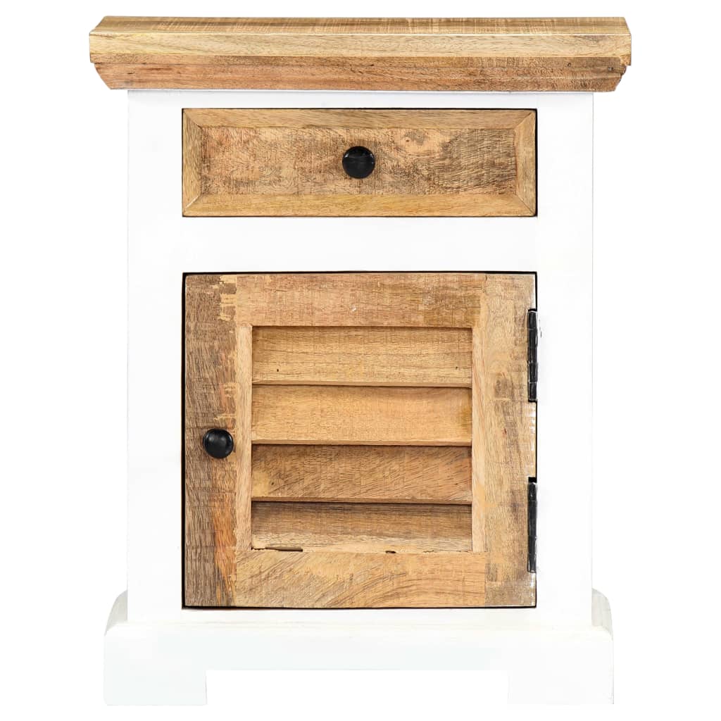 vidaXL Nachttisch Weiß und Braun 40x30x50 cm Massivholz Mango