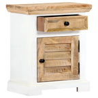 vidaXL Nachttisch Weiß und Braun 40x30x50 cm Massivholz Mango